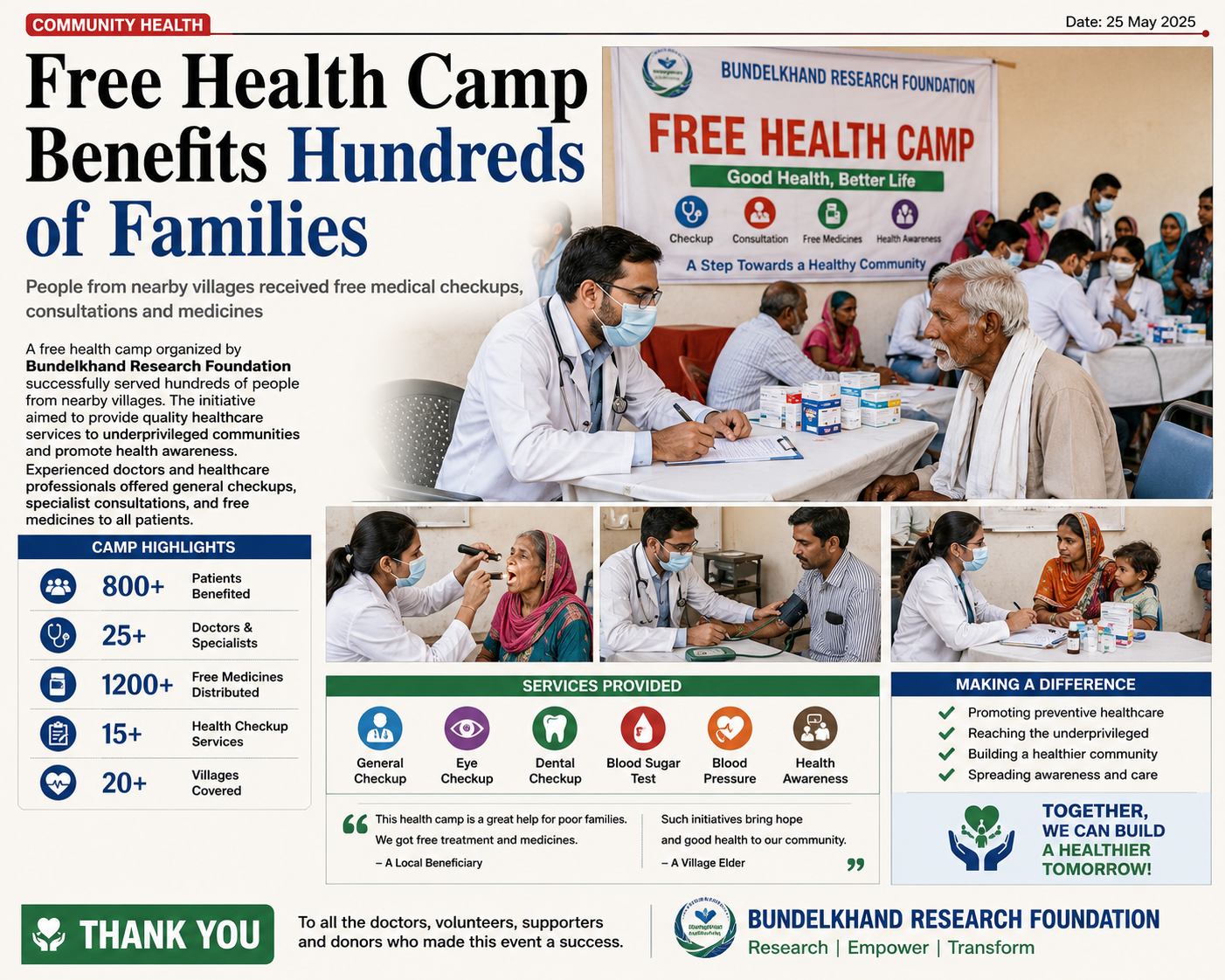 Free Health Camp Benefits Hundreds of Families